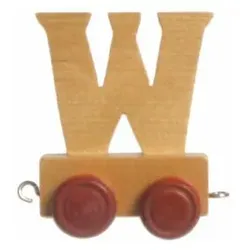Bino, Holzbuchstaben + Stoffbuchstaben, Zuganhänger W, braune Räder