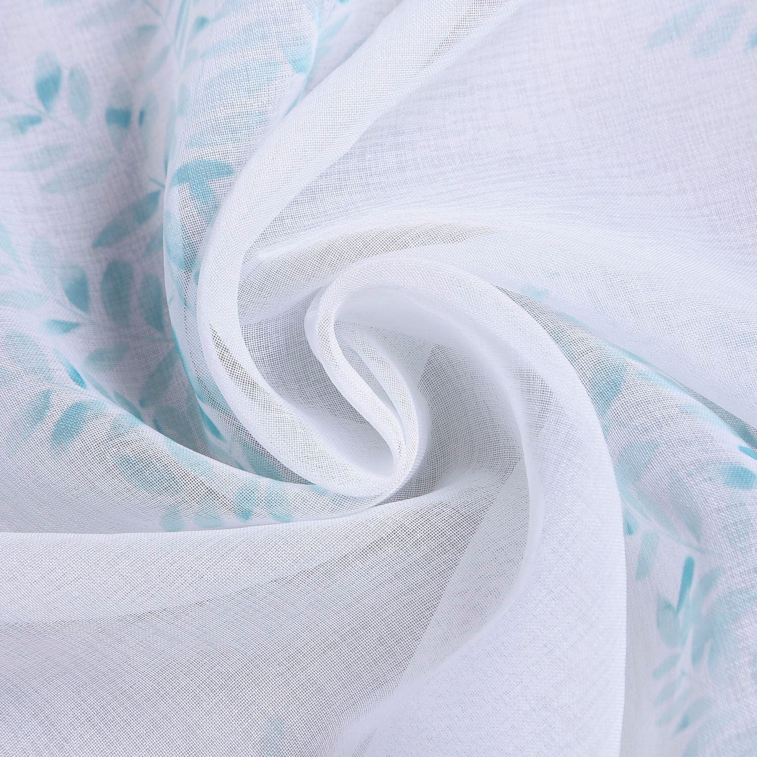 Gardine GERSTER "Indira" Gr. 1, grün (mint, weiß), B:140cm H:245cm, Wirkware, Polyester, Gardinen, Gardine, Schlaufenschal "Indira" mit Prägedruck mint, weiß 245cm, Schlaufen, 140cm