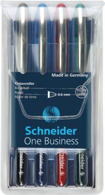 Schneider Tintenroller One Business, farbsortiert im 4er Etui