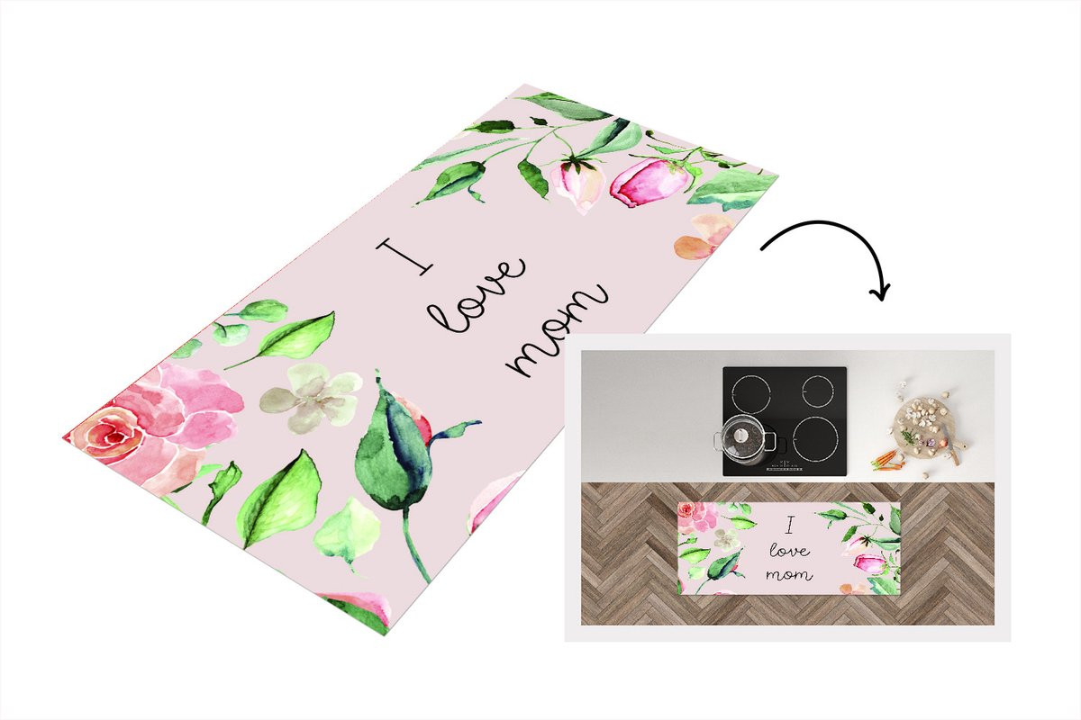 Keukenloper Vinyl I Love Mom Quote - 120 x 50 cm