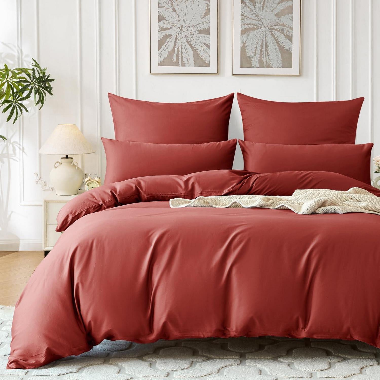 SOULFUL Beddengoedset 3-delig, Rood, Katoen Satijn, 200x200 cm
