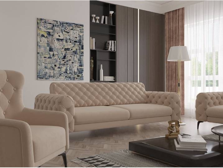 Möbeldreams Chesterfield-Sofa Set Arizona Chesterfield Schlaffunktion 3-2-1 .3-3-1 .3-1 .2-1, 3 Teile, Schlaffunktion