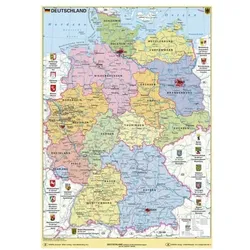STIEFEL Eurocart Lernposter »Deutschland politisch mit Bundesländerwappen« ca. 60 x 84 cm