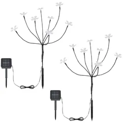 Solarleuchte Solarlampen für Außen Gartendeko Outdoor Solar Lampe mit bunte Blumen, 8 Blüten, Metall Glas, 8x LED, H 62 cm, 2er Set
