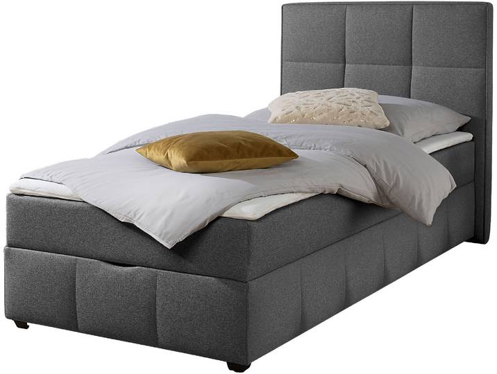Boxbett HOME AFFAIRE Niemes inkl. Bettkasten und Topper, auch in Überlänge erhältlich , anthrazit, B:102cm L:210cm, Komplettbetten, Boxbett mit Bettkasten, inkl. Topper
