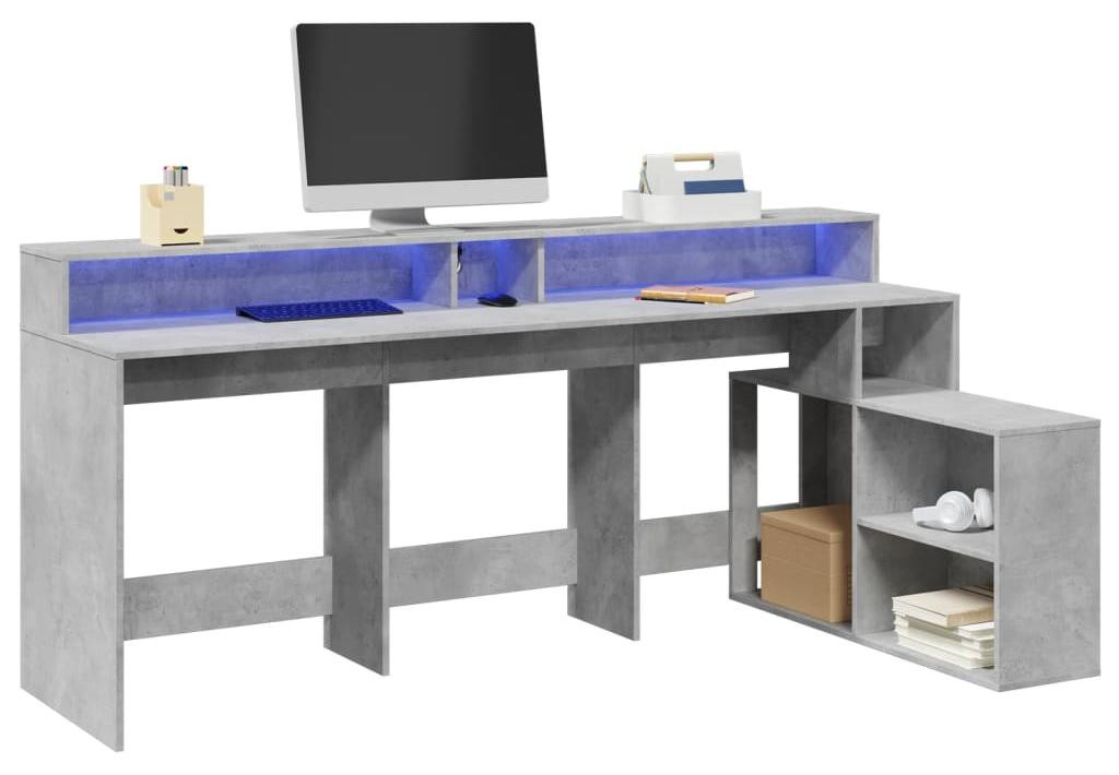 Selius Gaming Desk met RGB LED Verlichting - Betongrijs
