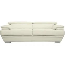 Design-Ledersofa drei Plätze verstellbares Kopfstück Weiß EWING - Büffelleder