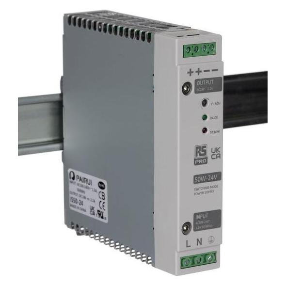RS PRO Din Rail Power Supply, 50W, 24V Output (1368310)