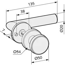 Türdrücker, Gehrungsform mit feststehendem Knopf