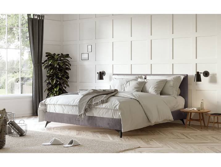 Boxspringbett Starrett 160 x 200cm Samt Grau/Taupe