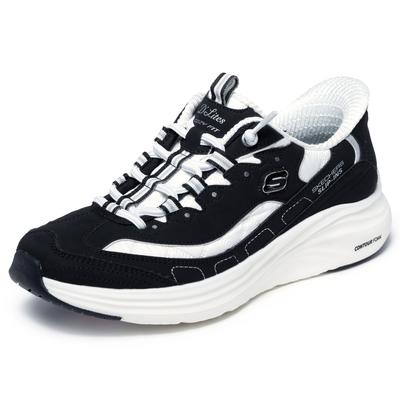 Slip-On Sneaker SKECHERS "CONTOUR FOAM-SWEET NOSTALGIA", Damen, Gr. 40, Textil, schwarz, weiß, Lederimitat, Schuhe, Schlupfschuh, Slipper mit Slip-Ins Funktion, Cozy Fit™-Komfort