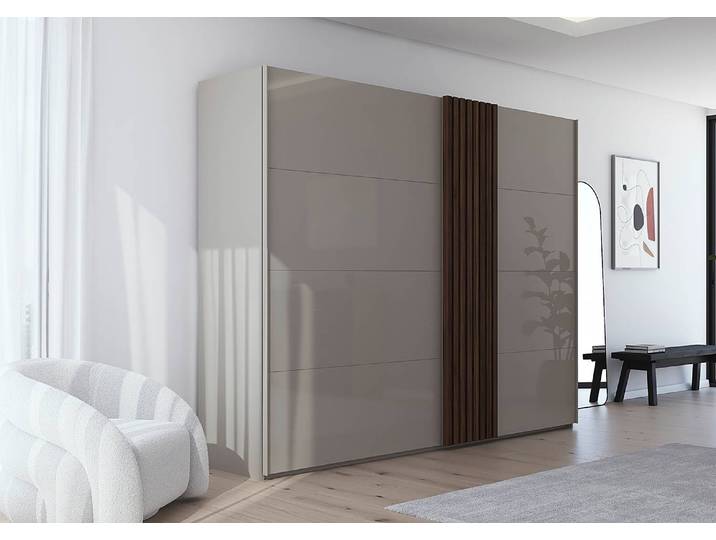 Schwebetürenschrank Pero 281cm Braun/Grau/Fango Nussbaum