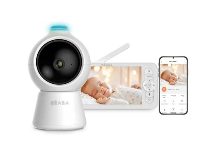 Béaba Zen Smart AI, Babyphone Video 3 In 1, 360° Kamera Full QHD 4MP, HD 720p Display, Mobile App, KI Drehungserkennung, Nachtsicht, Nachtlicht, Walkie-Talkie, VOX, Weiß