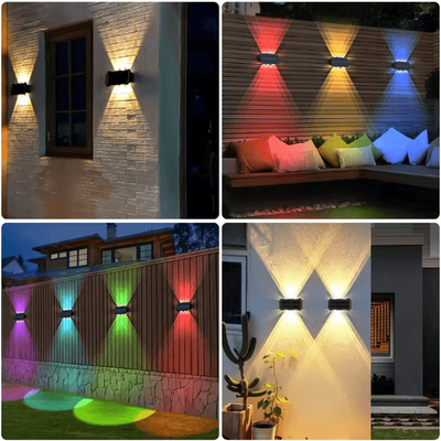 Inspire Curations Solar Up & Down Waterproof Wall Lamp Warm White Garden & Balcony Light rgb 8led 3pcs