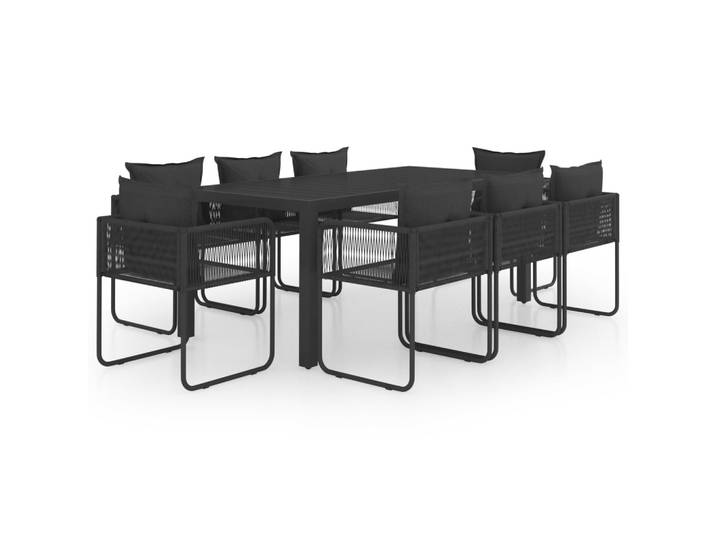 vidaXL 9-tlg. Garten-Essgruppe PVC Rattan Schwarz