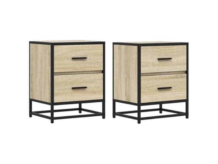 GHVBNMF Nachttische 2er Set Sonoma-Eiche 40x31x50 cm Beistelltisch Elegantes 2er-Set Beistellschränke mit je 2 Schubladen für Schlafzimmer und Wohnraum. Pflegeleichtes Holzwerkstoff-Design.