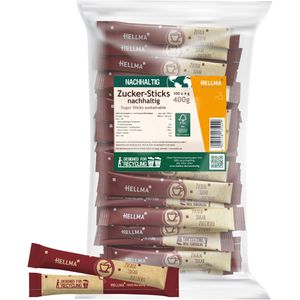 Hellma Zuckersticks nachhaltig, weißer Zucker, je 4 g, 100 Stück