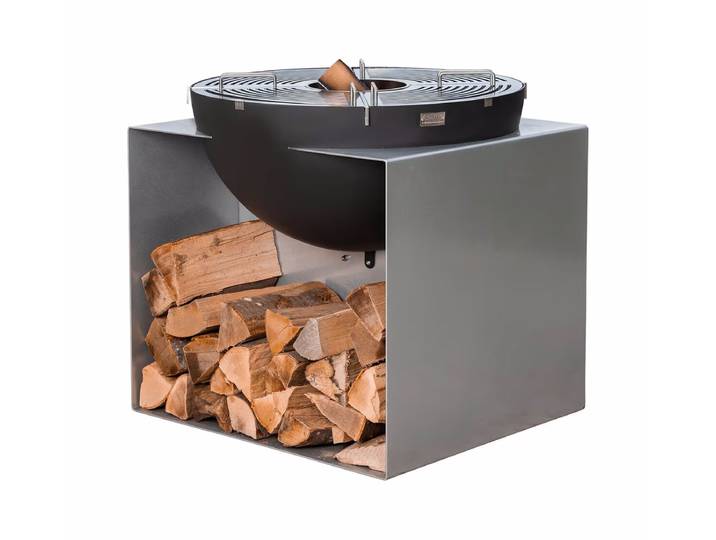 Nouvel Olympia Feuer- und Grillkugel – Feuerschale/Feuerstelle – schwarz / silber