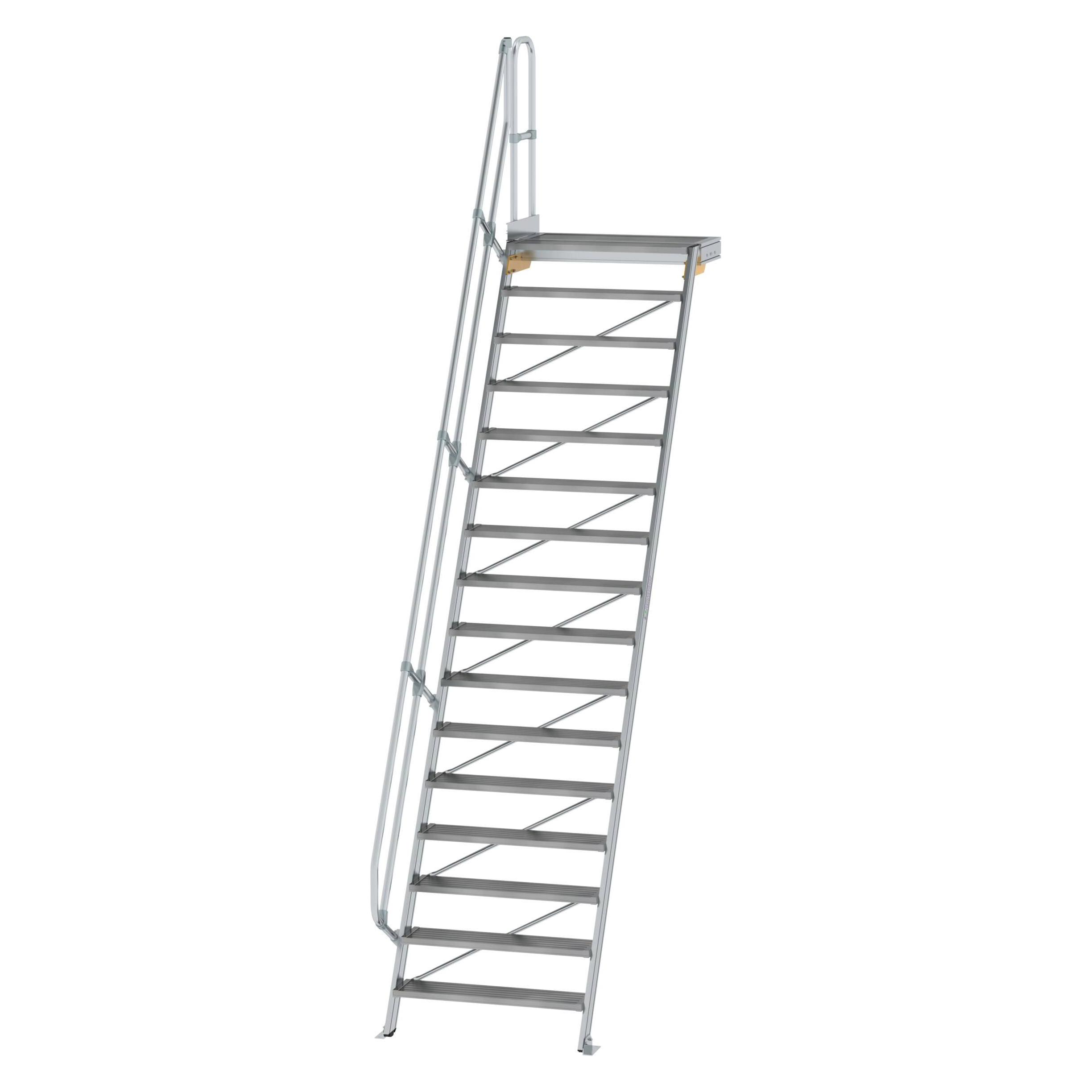 Munk Treppe mit Plattform 60° Stufenbreite 1000 mm 16 Stufen Aluminium geriffelt (Gerüst) (600416)
