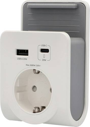 Unitec US-Stecker 20W 1x USB-A, 1x USB-C Weiß, Grau Innenbereich, Steckdose