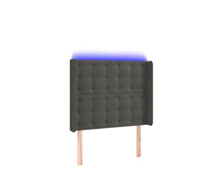 HGLADYU LED Bettkopfteil mit USB Anschluss dunkelgrau Samt 93x16x118 cm, höhenverstellbares LED Bettkopfteil 93x16x128 cm