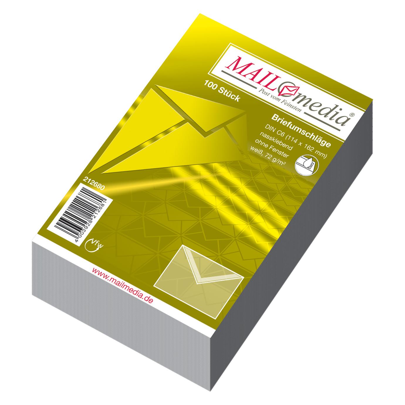 Mailmedia Briefumschlag Offset weiá, C6, ohne Fenster (114 x 162 mm, 100x) (30002360)
