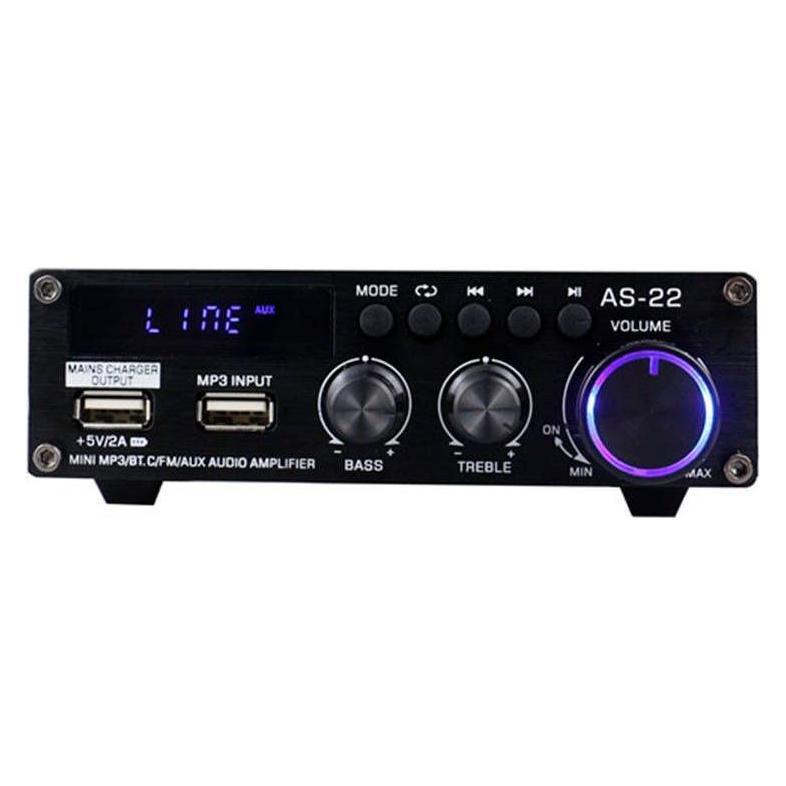 BlitzWolf AS-22 audio amplifier, 45W, Bluetooth 5.0, USB + remote control (black) (Verstärker) (AS-22)