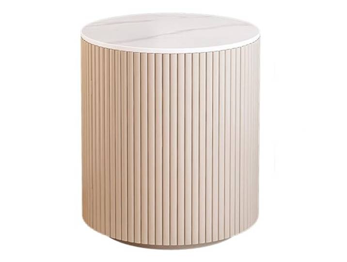 Zimmer Nachttisch, zylindrischer Korpus, Steinoberseite, 2 Schichten Schlafzimmer(Weiß)