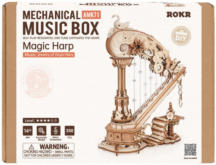 Puzzle mécanique 3D en bois Magic Harp - ROKR