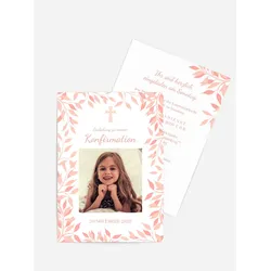 Einladungskarten Konfirmation selbst gestalten mit Spruch und Fotos im Onlinedesigner bei Meine-Kartenmanufaktur.de