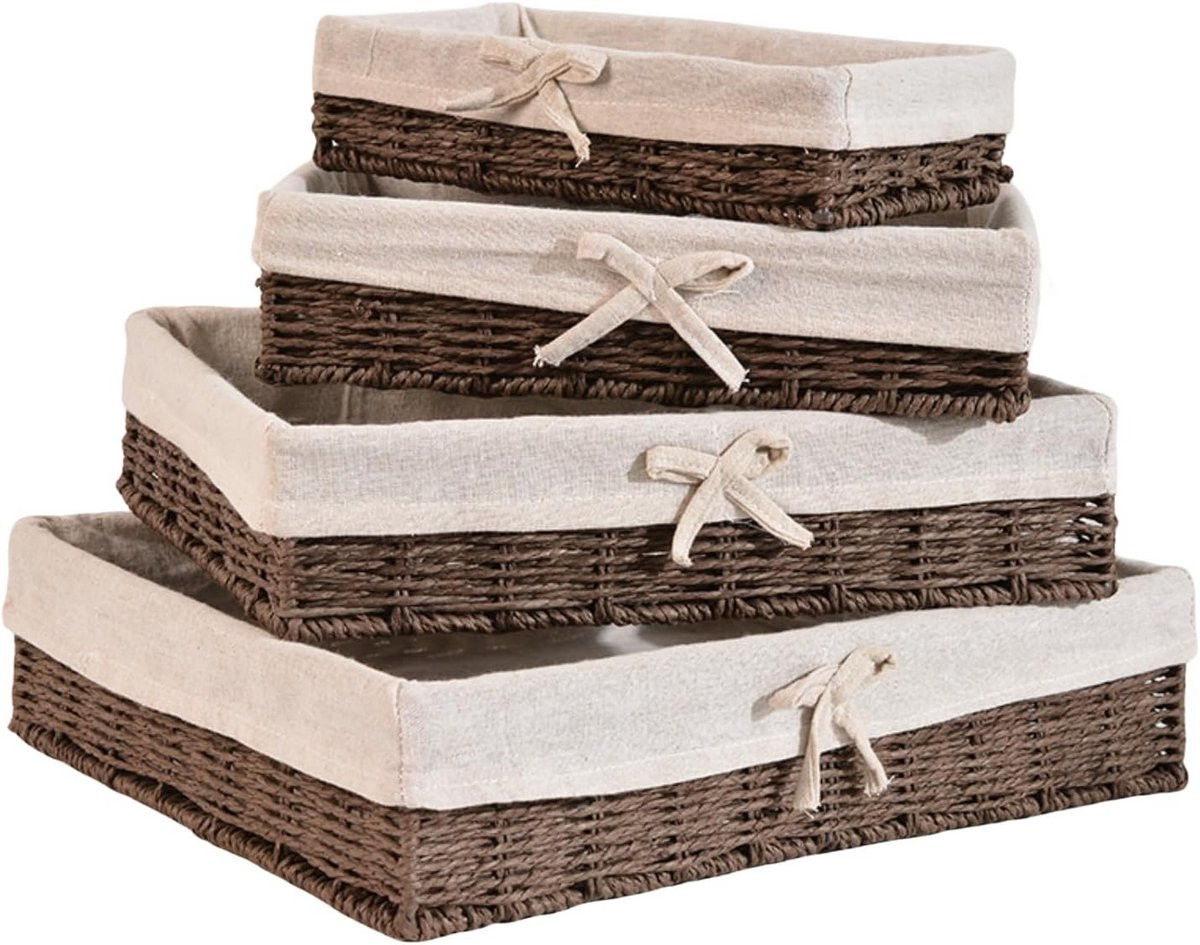 Set van 4 handgeweven rietmandjes voor opslag en decoratie