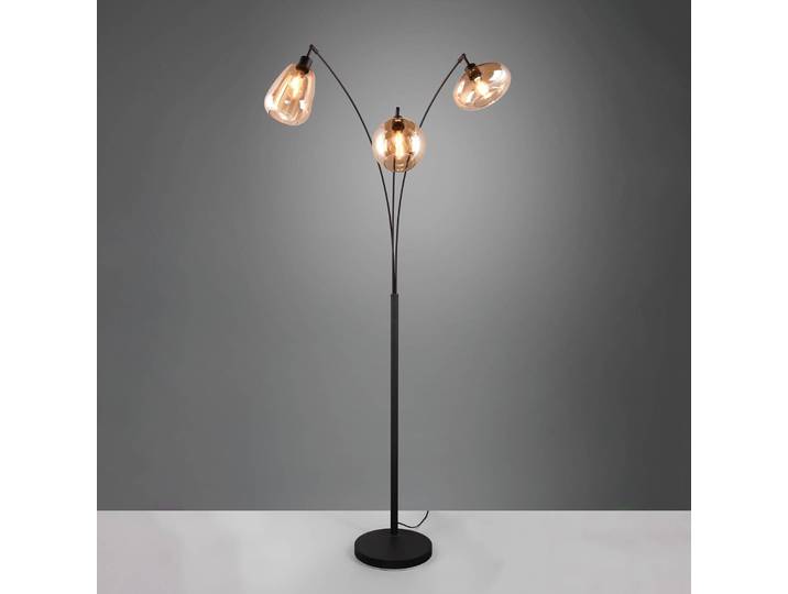 Trio Lighting Stehlampe Lumina, schwarz, für Wohn- / Esszimmer, Glas, Modern