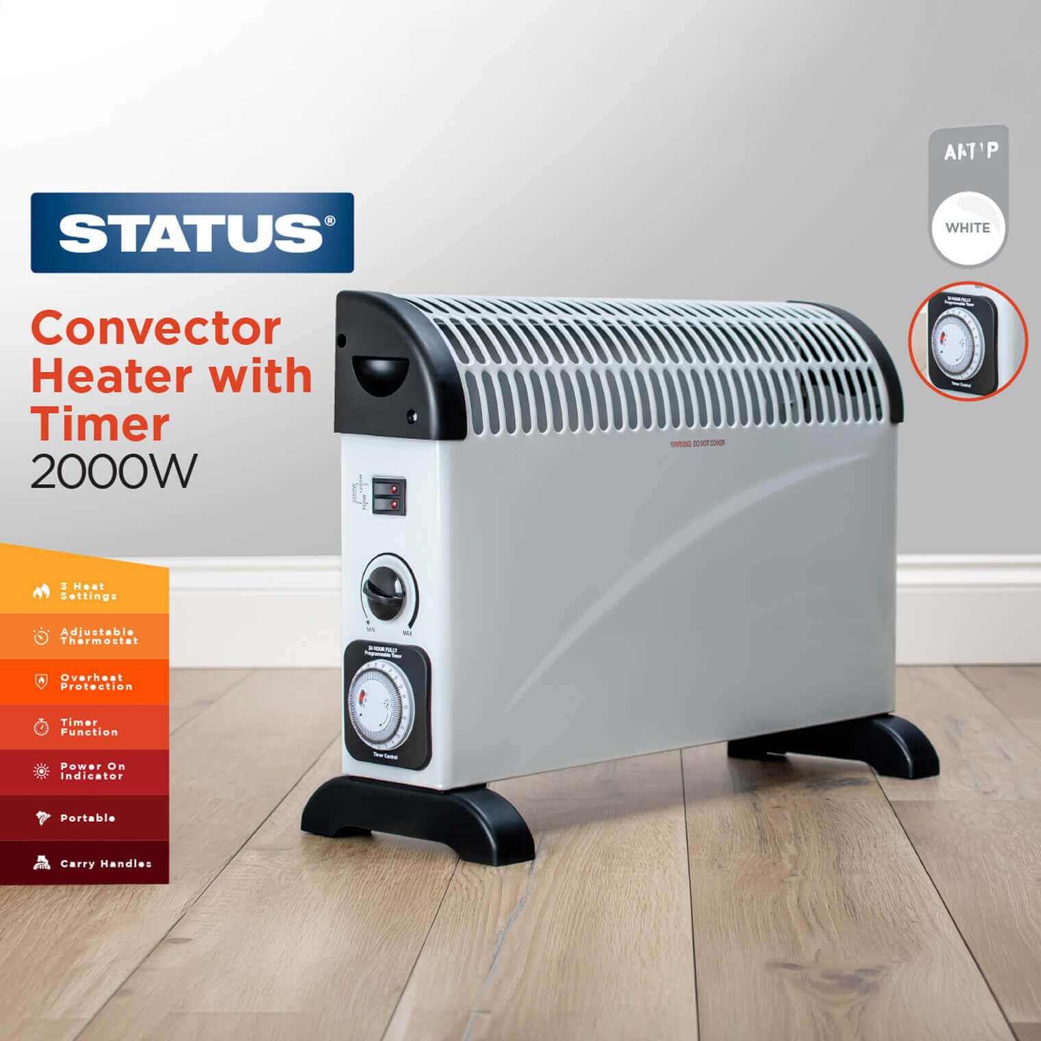 Status 2000W Convector Heater with Timer White