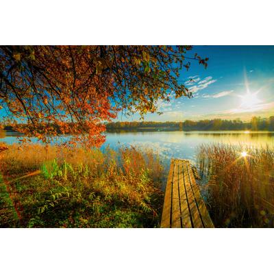 Papermoon "SEE-LANDSCHAFT-STEG WALD WALD MEER STRAND BOOTE SONNE"
