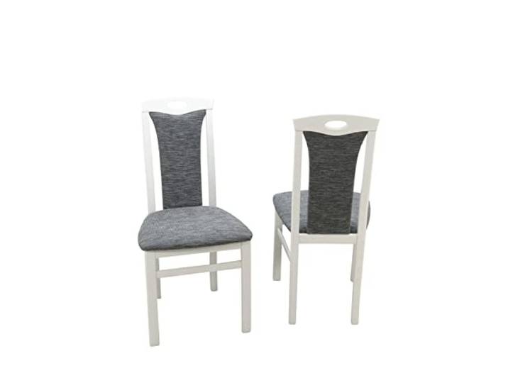 Heinz Hofmann Esszimmerstuhl 2-er Set, Gestell Massivholz weiß, Bezug Stoff Graphit