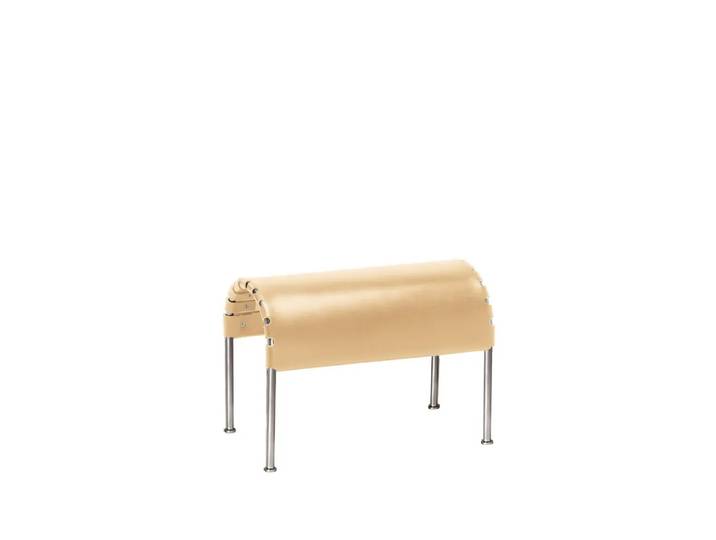 Källemo Pouf Bruno Cuir pleine fleur naturel-piètement chrome