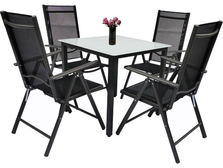 5 tlg. Alu Gartenset Sitzgruppe Tisch Stühle 80 MA