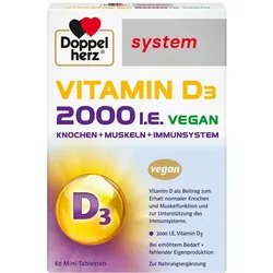 DOPPELHERZ Vitamin D3 2000 I.E. vegan system Tabl. 60 St