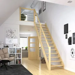 DOLLE Raumspartreppe Wangentreppe Paris Holztreppe, Edelstahlstäbe, bis 280,5 cm,Fichte,Geradelaufend,ohne Setzstufen,unbehandelt