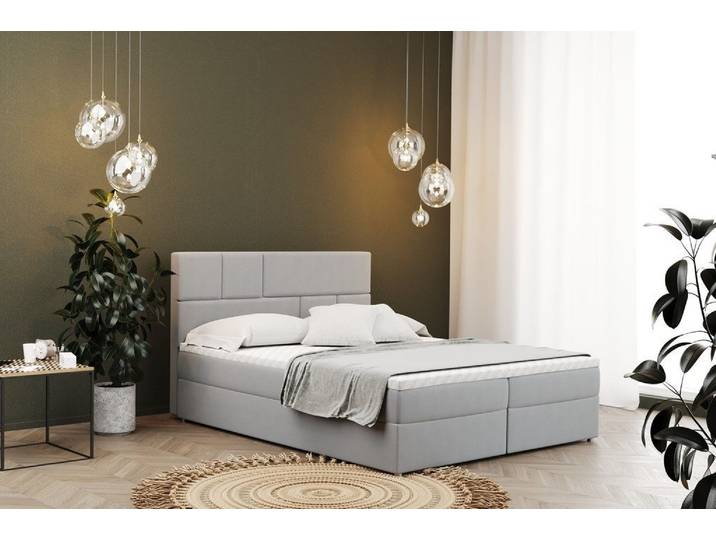 Kaiser Möbel Boxspringbett mit bettkasten matratze BALI stoff Mat Velvet, Bonell-Matratze, Große Auswahl an Größen, Overlay-Deckel