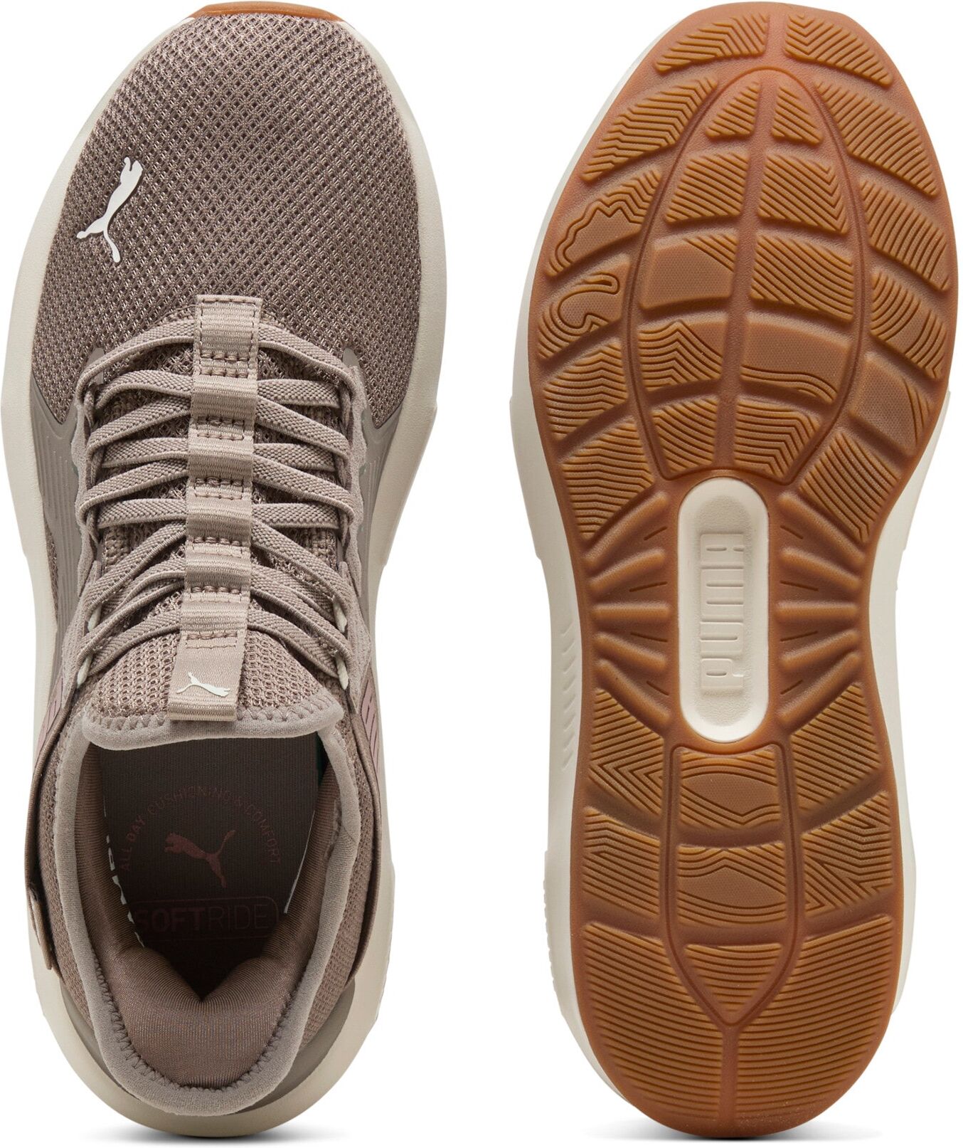 Slip-On Sneaker PUMA "SOFTRIDE ENZO 5 SLIP TECH WNS", Damen, Gr. 37, Textil, braun (mouse gray, warm weiß, rose gold, gum), Schuhe Slip-On Sneaker, SLIPTECH™ Technologie: praktisches Anziehen ohne Hände mouse gray, warm weiß, rose gold, gum 37, Textil