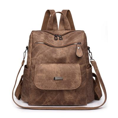 Urban Chic Leather Backpack Women Large Capacity Fashion Travel Backpack brown