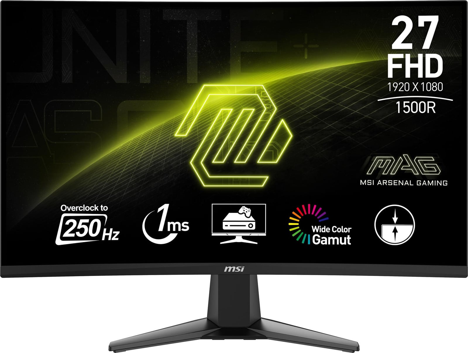 MSI MAG 27C6X Curved Gaming Monitor 27 inch FHD VA 250Hz 4ms HDMI DP