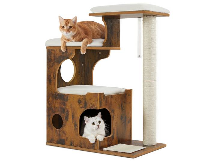 Boxxx Kratzbaum, Weiß, Nussbaumfarben, Papier, 66x86x40 cm, Freizeit & Co, Tierbedarf, Tierzubehör