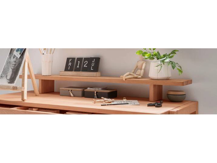 Tischaufsatz HOME AFFAIRE Dura- Schreibtischaufsatz für einen aufgeräumten Arbeitsplatz , braun (buche), B:120cm H:17cm T:17cm, Massivholz, Möbelaufsätze, Tischaufsatz, Praktische Erweiterung aus Massivholz. Schreibtisch separat bestellbar