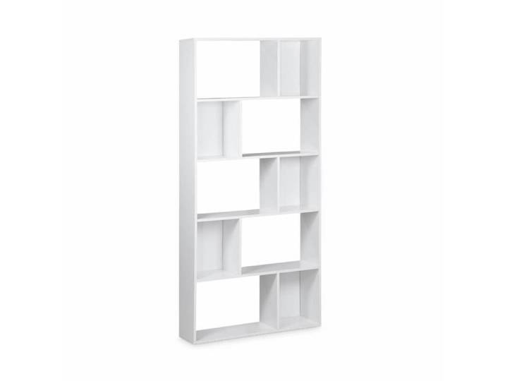 Bibliothèque design asymétrique – Pieter – 5 étagères. 10 compartiments de rangement blanc