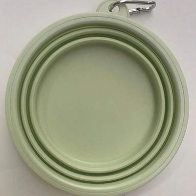 Uplift Picks Portable Foldable Dog Travel Bowl With Carabiner 350ml For Pets On The Go green