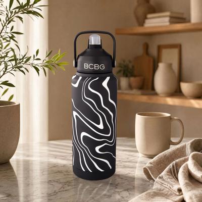 BCBG Signature Sip Hydration Stainless Steel Tumbler with Flip Top Lid and Silicone Boot - 32 oz