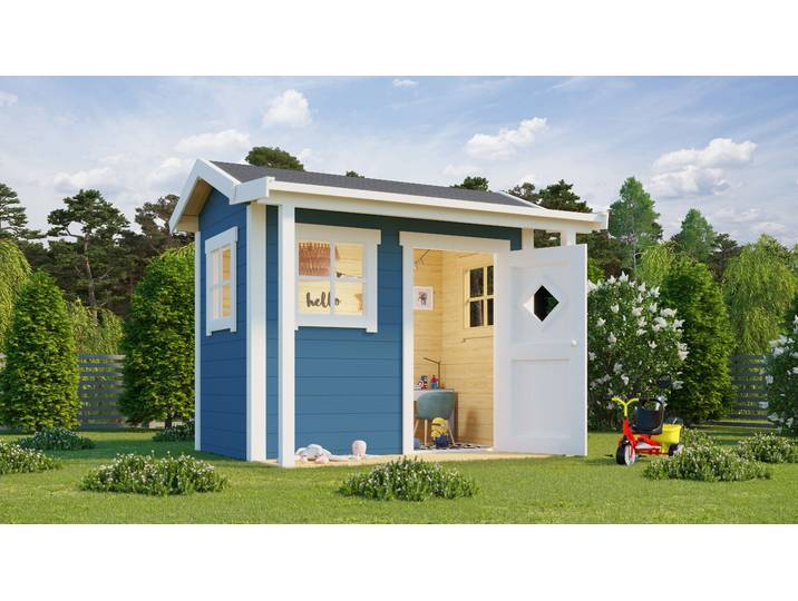 Spielhaus NORDIC HOLZ PINGO , blau (lichtblau), B:200cm H:188,1cm T:120cm, Holz, Spielhäuser, Spielhaus, BxTxH: 200x120x188 cm