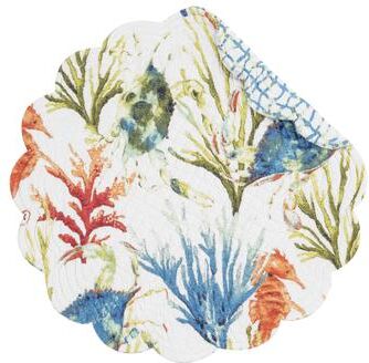 C&F Home Marino Round Quilted Reversible Colorful Coastal Placemat Set of 6
